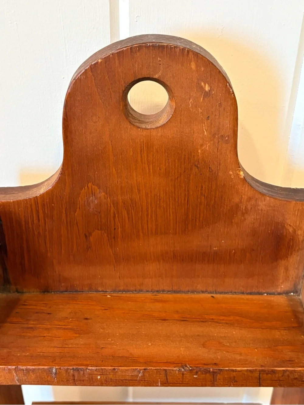 Vintage Brown Wooden Wall Shelf | Rustic Farmhouse Country Cottage Decor